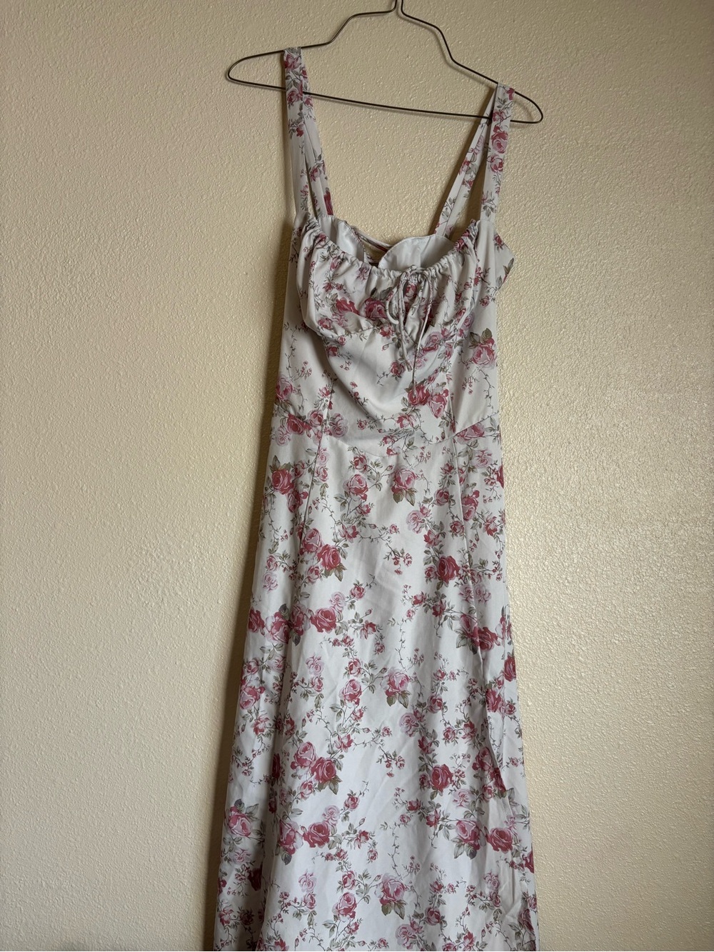 Floral White and Rose Pink Dress